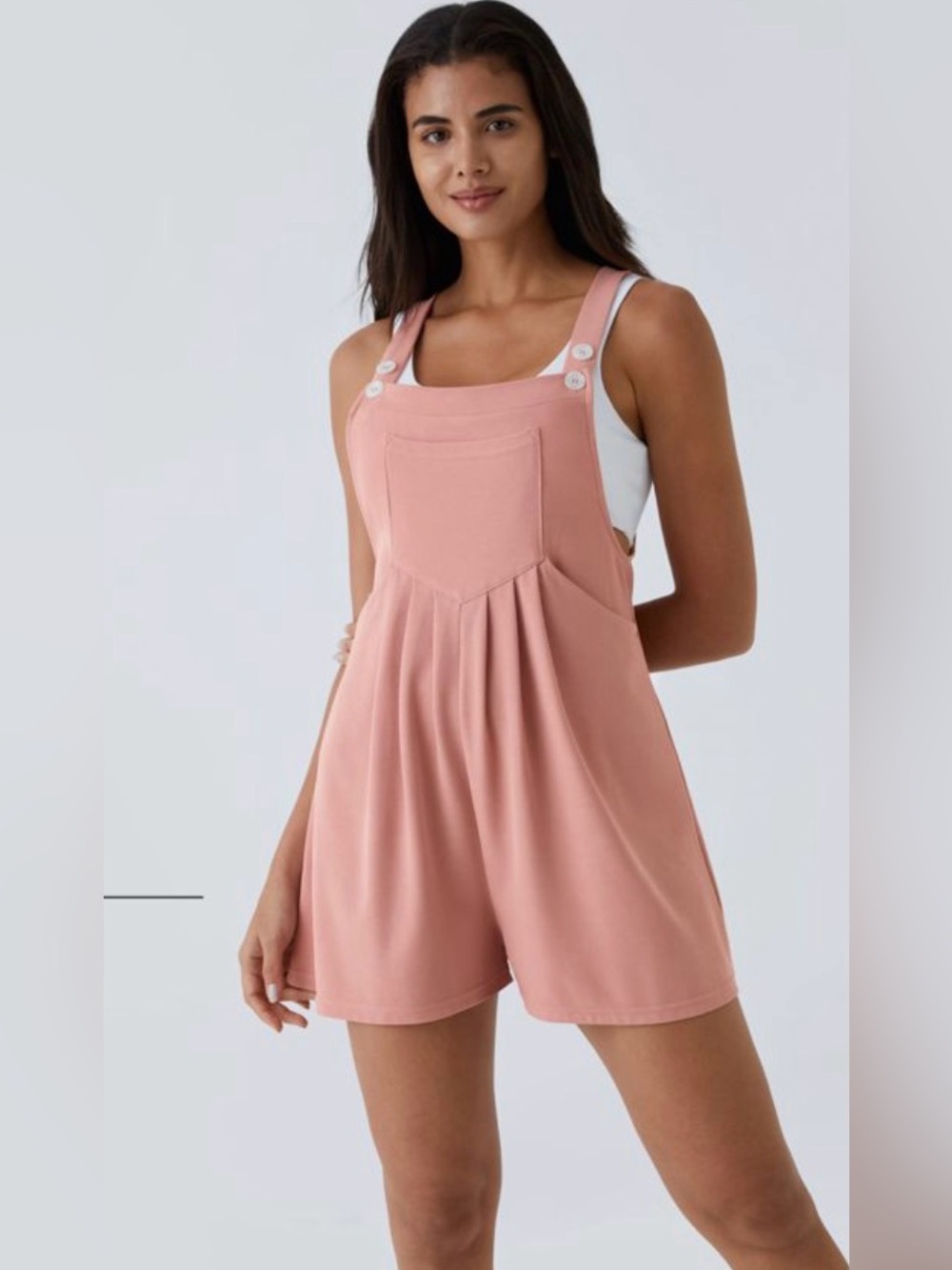 Halara romper overalls shorts XL rose tan